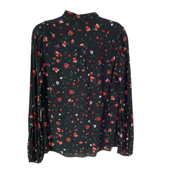 NWT DEREK LAM 10 Crosby Evadne Floral Tie Front Blouse Black Size 2 - Picture 7 of 14